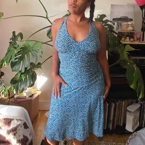 Nine West Vibrant Blue Leopard Midi Dress